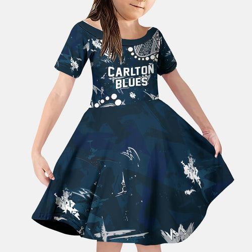 Personalized Carlton Blues Family Matching Puletasi and Hawaiian Shirt Aboriginal Pattern with Graffiti Style