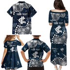 Personalized Carlton Blues Family Matching Puletasi and Hawaiian Shirt Aboriginal Pattern with Graffiti Style
