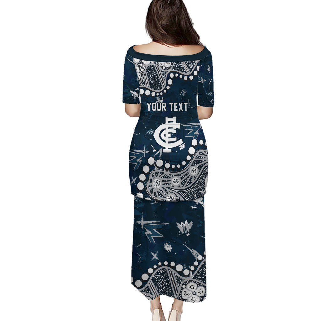 Personalized Carlton Blues Family Matching Puletasi and Hawaiian Shirt Aboriginal Pattern with Graffiti Style