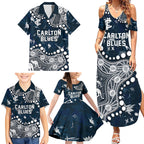 Personalized Carlton Blues Family Matching Summer Maxi Dress and Hawaiian Shirt Aboriginal Pattern with Graffiti Style