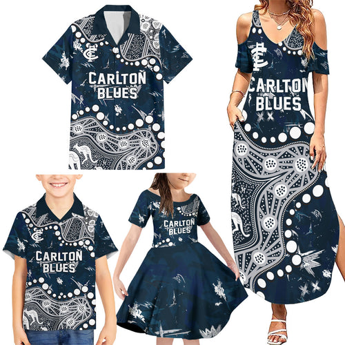 Personalized Carlton Blues Family Matching Summer Maxi Dress and Hawaiian Shirt Aboriginal Pattern with Graffiti Style