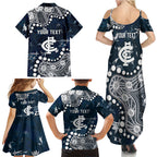 Personalized Carlton Blues Family Matching Summer Maxi Dress and Hawaiian Shirt Aboriginal Pattern with Graffiti Style