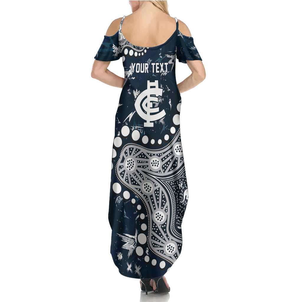 Personalized Carlton Blues Family Matching Summer Maxi Dress and Hawaiian Shirt Aboriginal Pattern with Graffiti Style