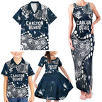 Personalized Carlton Blues Family Matching Tank Maxi Dress and Hawaiian Shirt Aboriginal Pattern with Graffiti Style