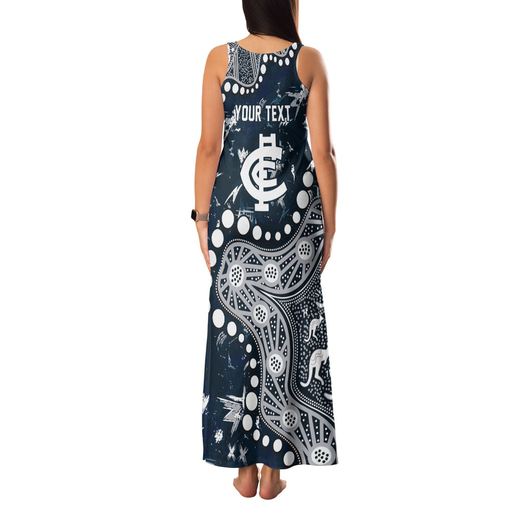 Personalized Carlton Blues Family Matching Tank Maxi Dress and Hawaiian Shirt Aboriginal Pattern with Graffiti Style