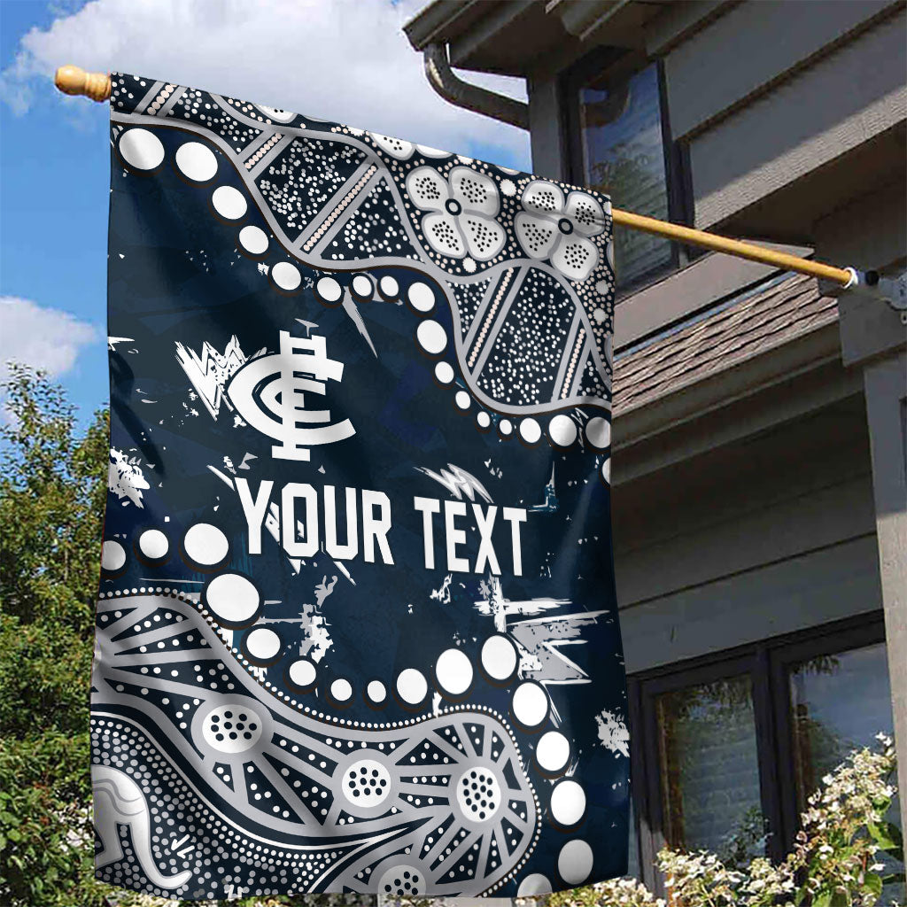 Personalized Carlton Blues Garden Flag Aboriginal Pattern with Graffiti Style