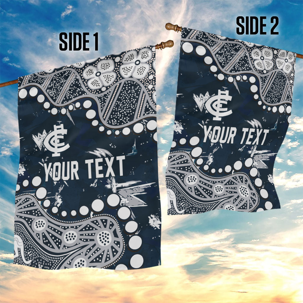 Personalized Carlton Blues Garden Flag Aboriginal Pattern with Graffiti Style