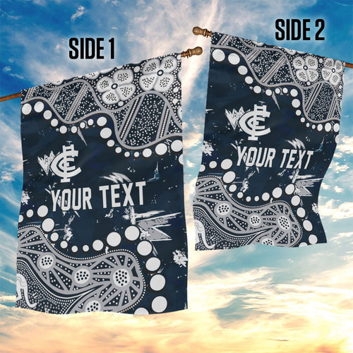 Personalized Carlton Blues Garden Flag Aboriginal Pattern with Graffiti Style