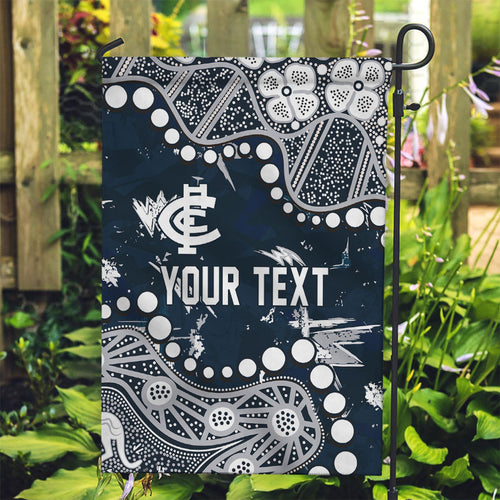 Personalized Carlton Blues Garden Flag Aboriginal Pattern with Graffiti Style