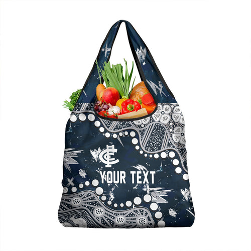 Personalized Carlton Blues Grocery Bag Aboriginal Pattern with Graffiti Style