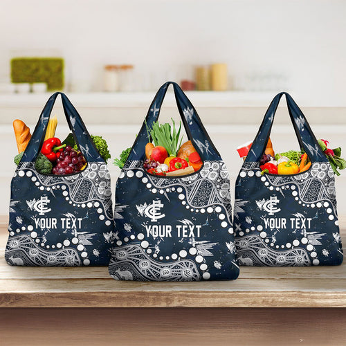 Personalized Carlton Blues Grocery Bag Aboriginal Pattern with Graffiti Style