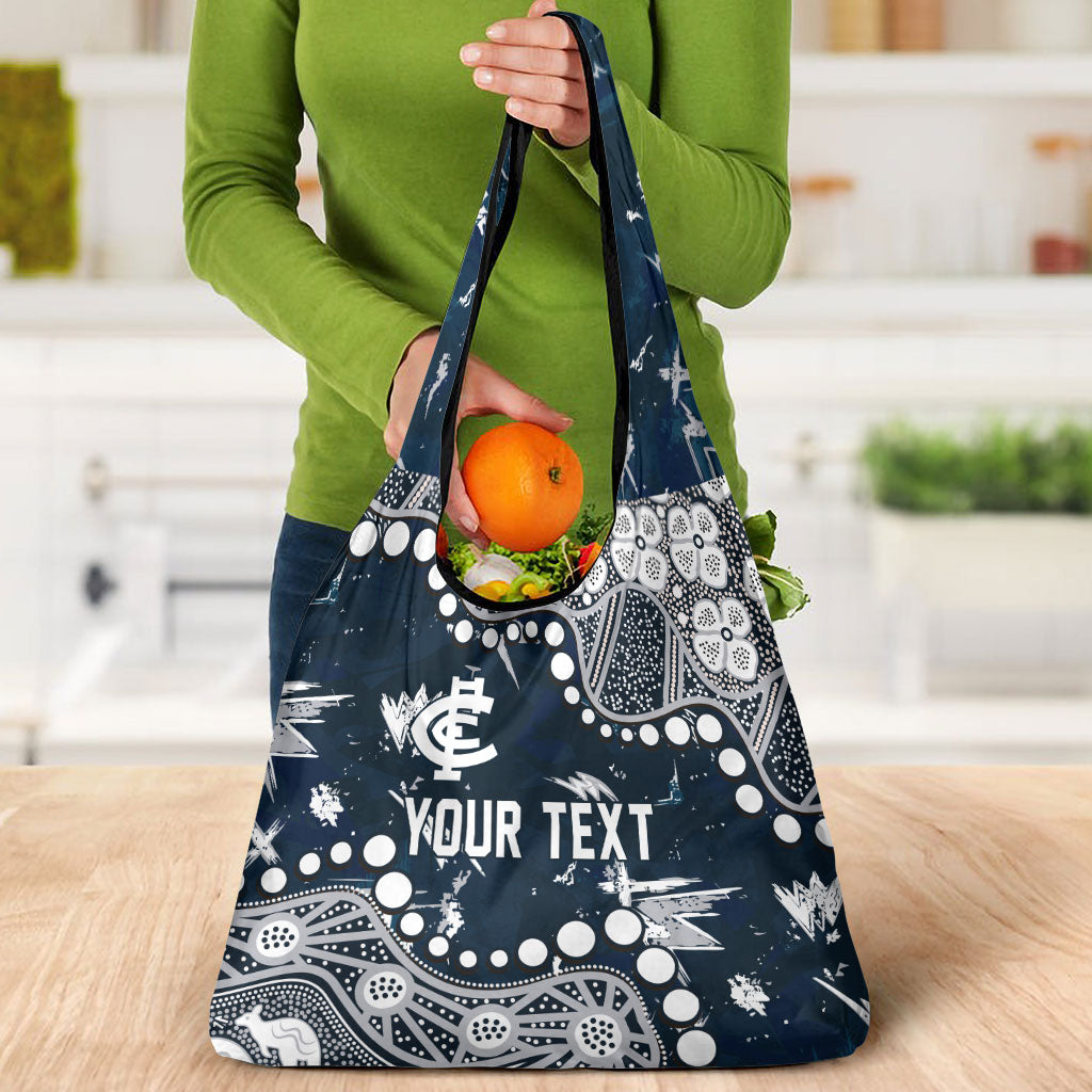 Personalized Carlton Blues Grocery Bag Aboriginal Pattern with Graffiti Style