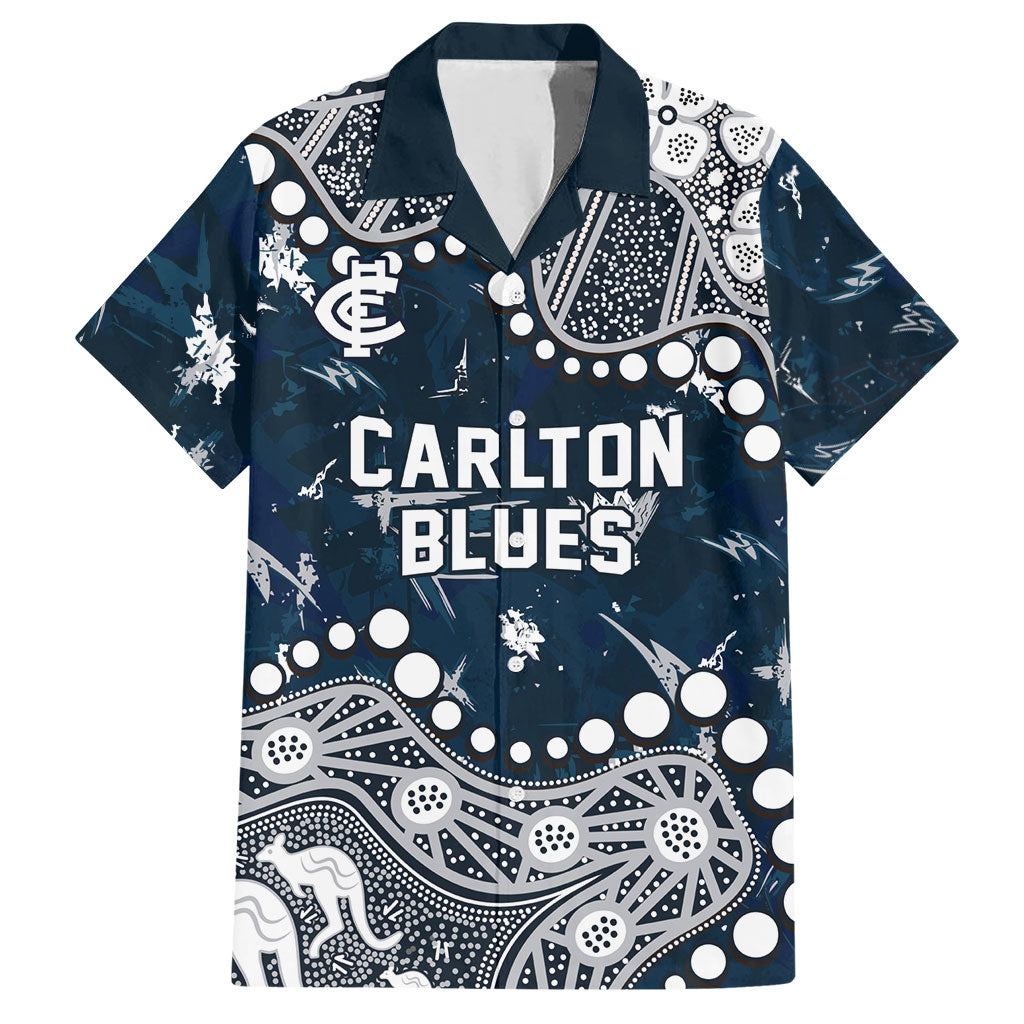 Personalized Carlton Blues Hawaiian Shirt Aboriginal Pattern with Graffiti Style
