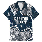 Personalized Carlton Blues Hawaiian Shirt Aboriginal Pattern with Graffiti Style