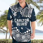 Personalized Carlton Blues Hawaiian Shirt Aboriginal Pattern with Graffiti Style