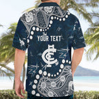 Personalized Carlton Blues Hawaiian Shirt Aboriginal Pattern with Graffiti Style