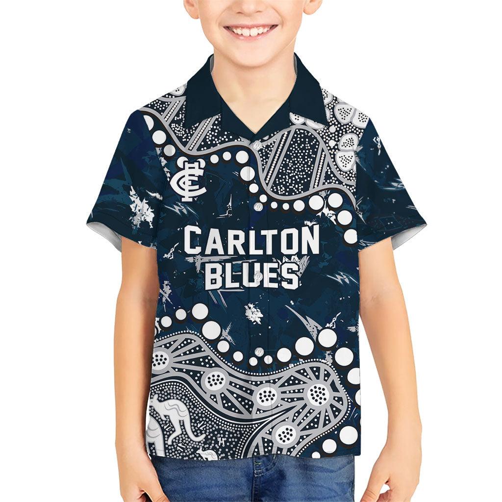 Personalized Carlton Blues Hawaiian Shirt Aboriginal Pattern with Graffiti Style