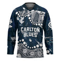 Personalized Carlton Blues Hockey Jersey Aboriginal Pattern with Graffiti Style