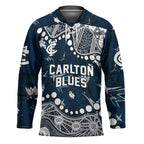 Personalized Carlton Blues Hockey Jersey Aboriginal Pattern with Graffiti Style