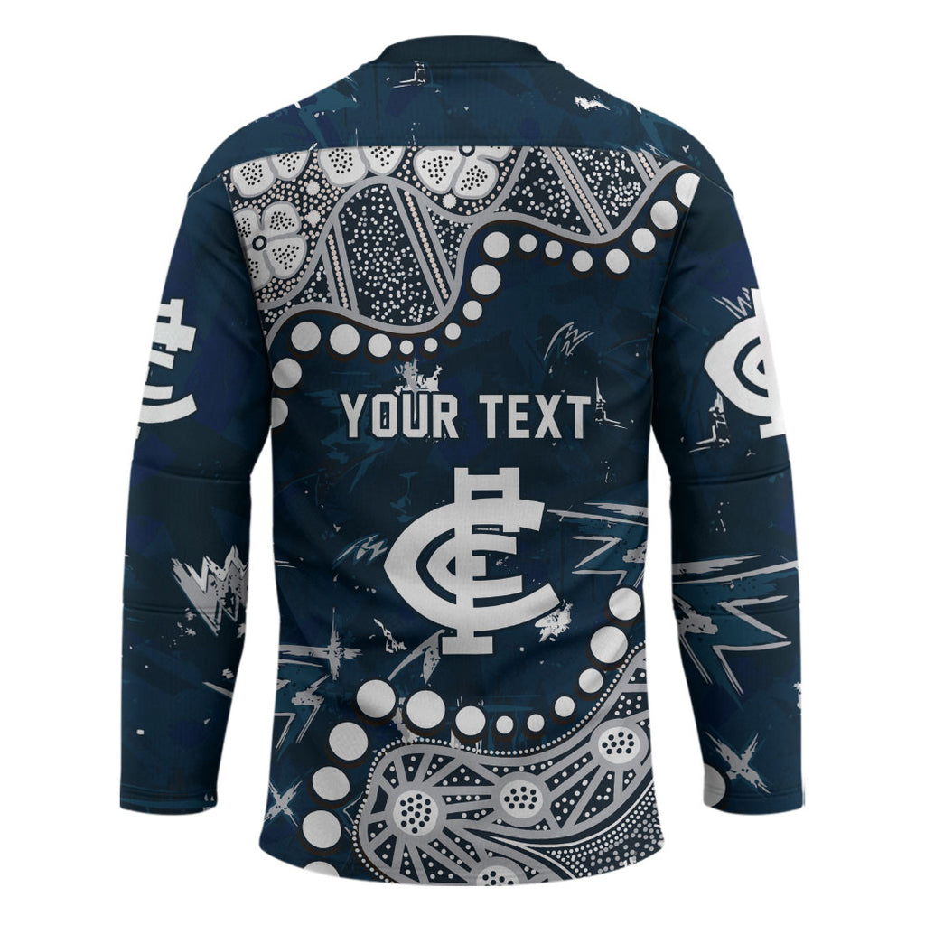 Personalized Carlton Blues Hockey Jersey Aboriginal Pattern with Graffiti Style