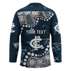 Personalized Carlton Blues Hockey Jersey Aboriginal Pattern with Graffiti Style