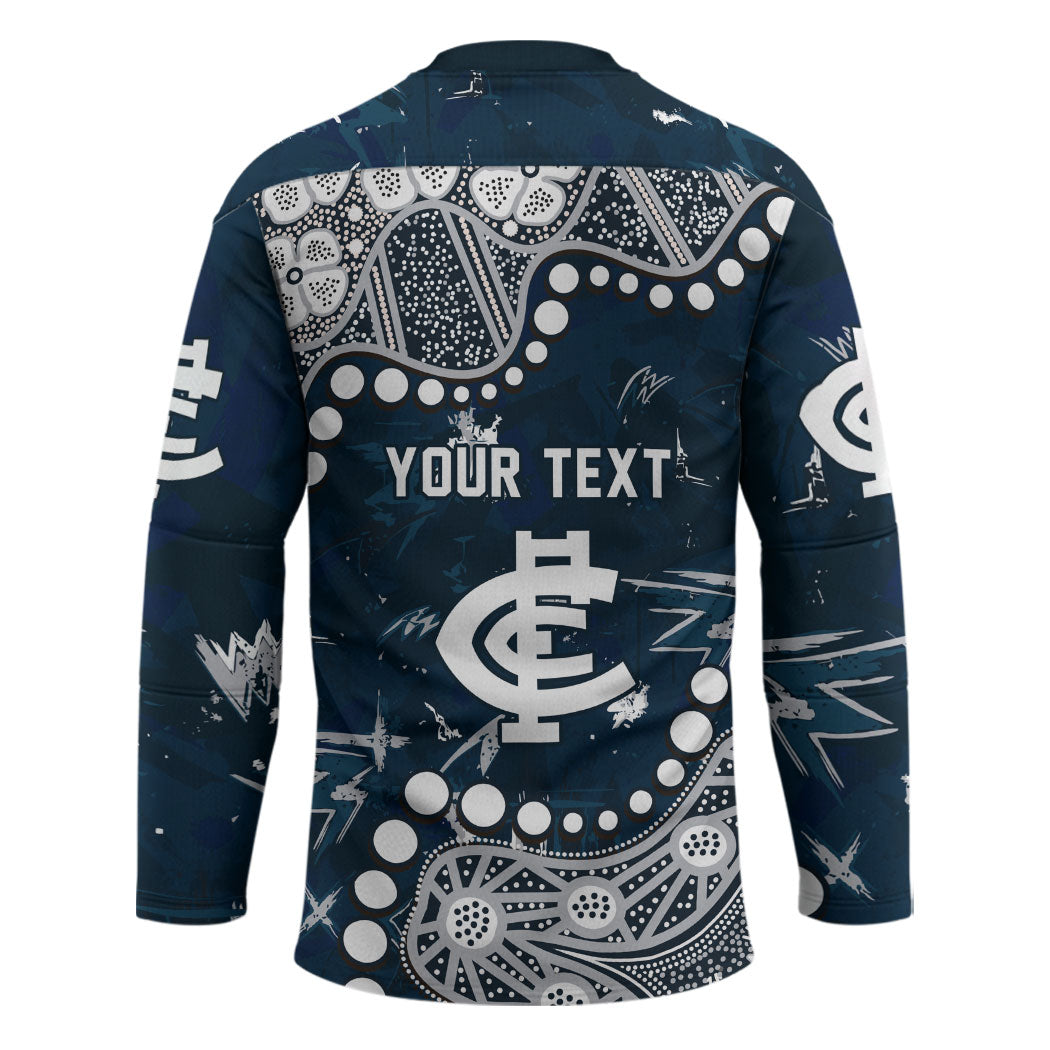 Personalized Carlton Blues Hockey Jersey Aboriginal Pattern with Graffiti Style