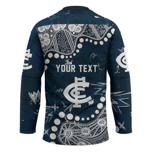 Personalized Carlton Blues Hockey Jersey Aboriginal Pattern with Graffiti Style