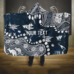 Personalized Carlton Blues Hooded Blanket Aboriginal Pattern with Graffiti Style