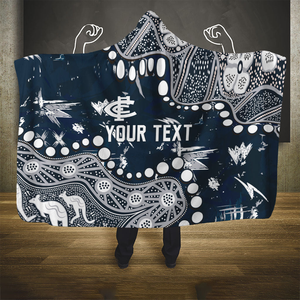 Personalized Carlton Blues Hooded Blanket Aboriginal Pattern with Graffiti Style