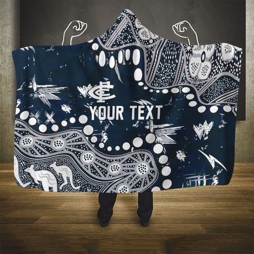 Personalized Carlton Blues Hooded Blanket Aboriginal Pattern with Graffiti Style
