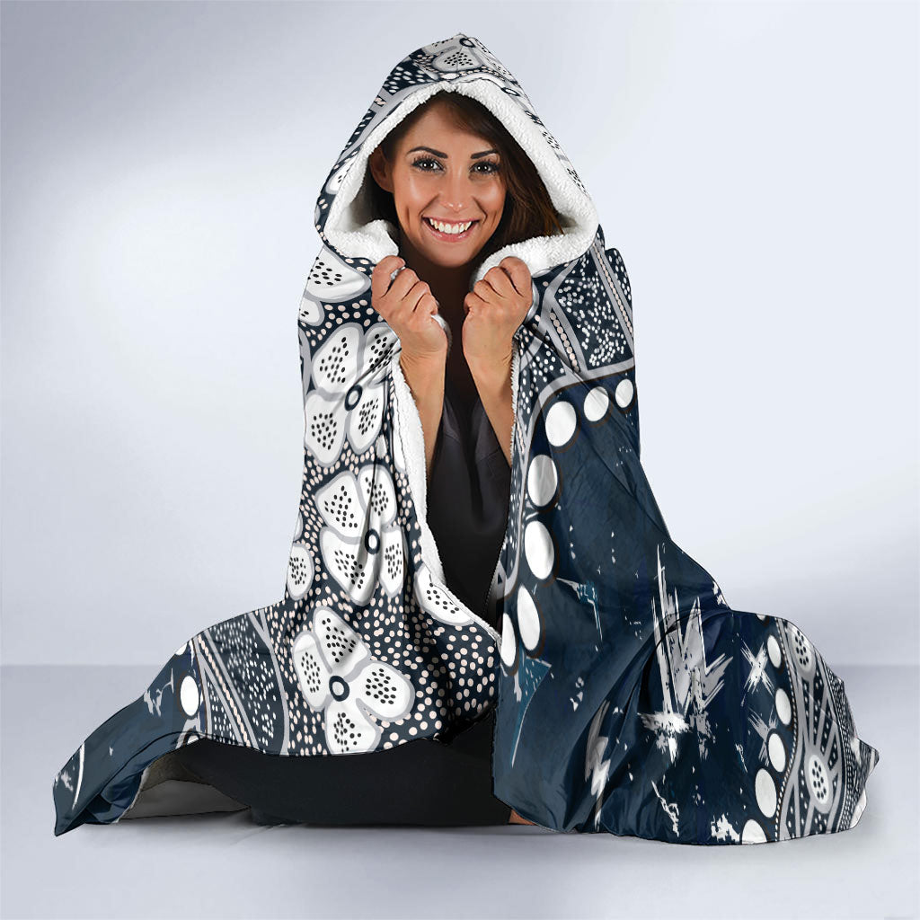 Personalized Carlton Blues Hooded Blanket Aboriginal Pattern with Graffiti Style
