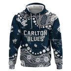 Personalized Carlton Blues Hoodie Aboriginal Pattern with Graffiti Style