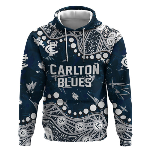 Personalized Carlton Blues Hoodie Aboriginal Pattern with Graffiti Style