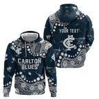 Personalized Carlton Blues Hoodie Aboriginal Pattern with Graffiti Style