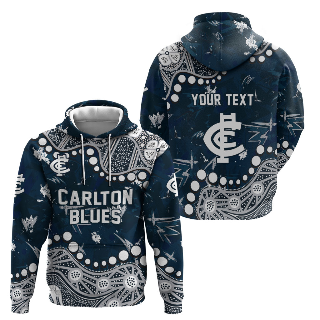 Personalized Carlton Blues Hoodie Aboriginal Pattern with Graffiti Style