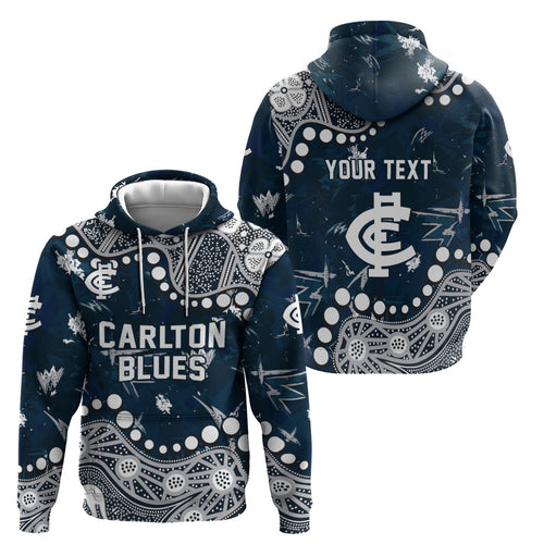 Personalized Carlton Blues Hoodie Aboriginal Pattern with Graffiti Style