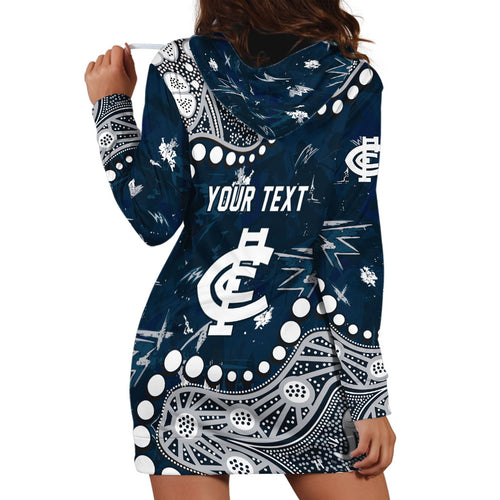 Personalized Carlton Blues Hoodie Dress Aboriginal Pattern with Graffiti Style