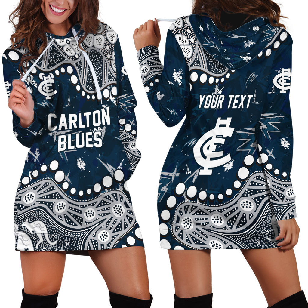 Personalized Carlton Blues Hoodie Dress Aboriginal Pattern with Graffiti Style
