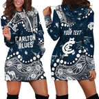 Personalized Carlton Blues Hoodie Dress Aboriginal Pattern with Graffiti Style
