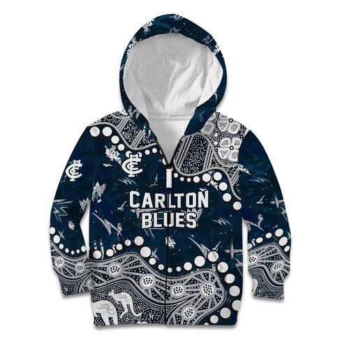 Personalized Carlton Blues Kid Hoodie Aboriginal Pattern with Graffiti Style