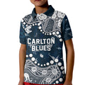 Personalized Carlton Blues Kid Polo Shirt Aboriginal Pattern with Graffiti Style