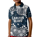 Personalized Carlton Blues Kid Polo Shirt Aboriginal Pattern with Graffiti Style