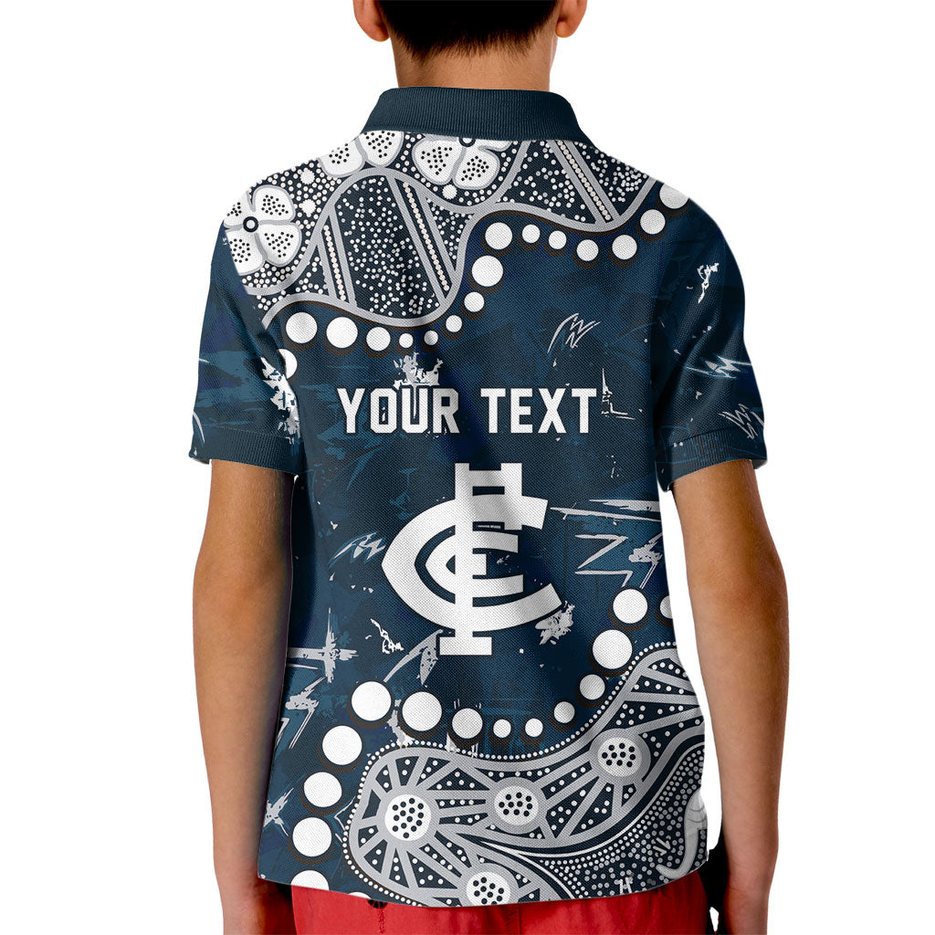 Personalized Carlton Blues Kid Polo Shirt Aboriginal Pattern with Graffiti Style