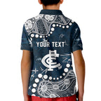 Personalized Carlton Blues Kid Polo Shirt Aboriginal Pattern with Graffiti Style