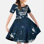 Personalized Carlton Blues Kid Short Sleeve Dress Aboriginal Pattern with Graffiti Style