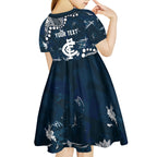 Personalized Carlton Blues Kid Short Sleeve Dress Aboriginal Pattern with Graffiti Style