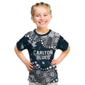 Personalized Carlton Blues Kid T Shirt Aboriginal Pattern with Graffiti Style