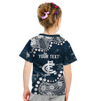 Personalized Carlton Blues Kid T Shirt Aboriginal Pattern with Graffiti Style