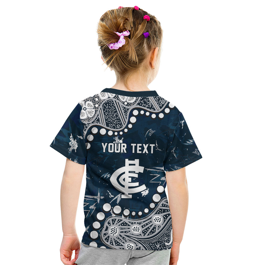 Personalized Carlton Blues Kid T Shirt Aboriginal Pattern with Graffiti Style
