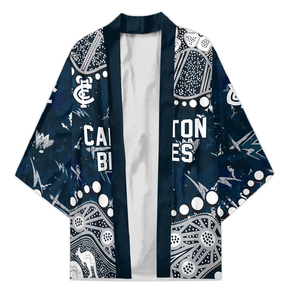 Personalized Carlton Blues Kimono Aboriginal Pattern with Graffiti Style